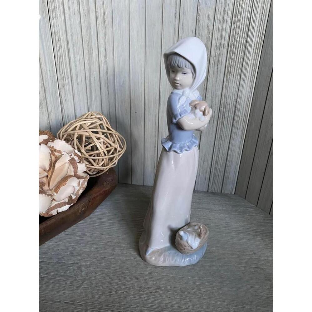Lladro/NAO #241 Girl Holding Puppy With Basket
